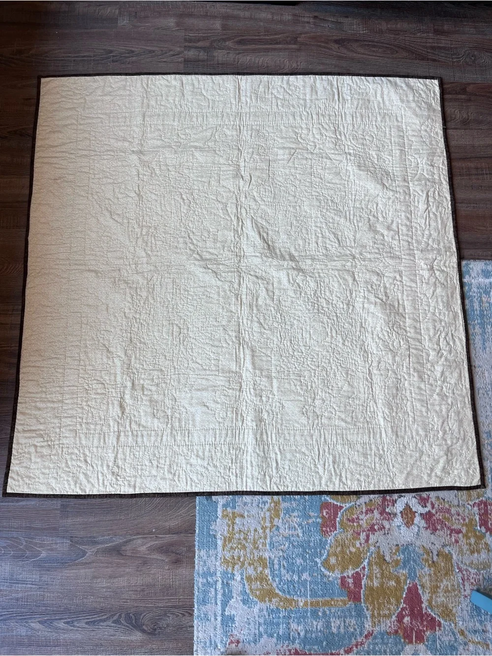 Handmade Quilt Blue Brown Floral